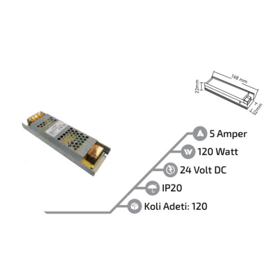 24V ULTRA SLİM TRAFO 5A