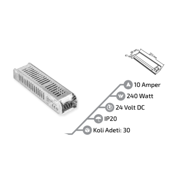 24V SLİM TRAFO 10A