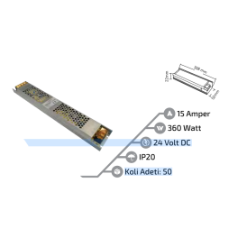 24V ULTRA SLİM TRAFO 15A